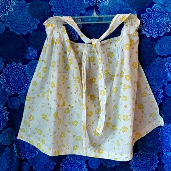 Vintage handmade half apron white and yellow and brown